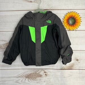 The North Face Kids Toddler HyVent Jacket Black Neon Green 3T Hooded